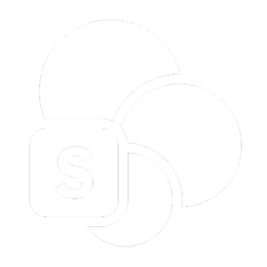 A stylized Microsoft SharePoint logo featuring overlapping teal and green circles with a square containing an "S" on the left side.